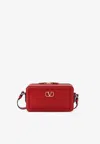 Valentino Garavani Alltime Leather Shoulder Bag With Vlogo Signature Detail In Red