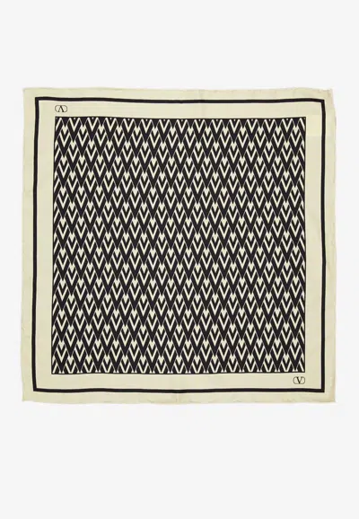Valentino All-over Logo-printed Scarf In White