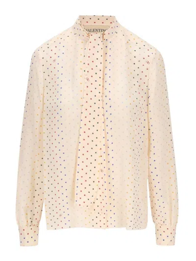 Valentino All-over Star Printed Shirt In White