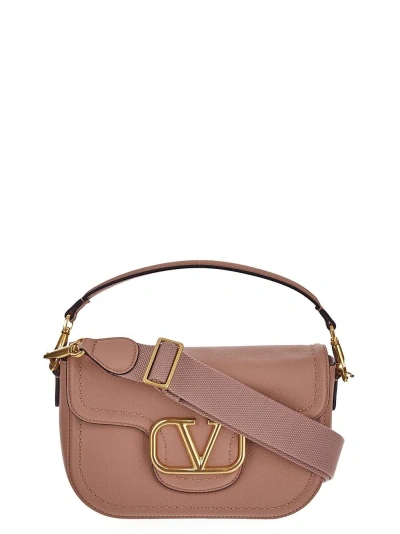 Valentino Garavani Leather Alltime Shoulder Bag In Pink
