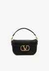 Valentino Alltime Grained Leather Shoulder Bag In Black