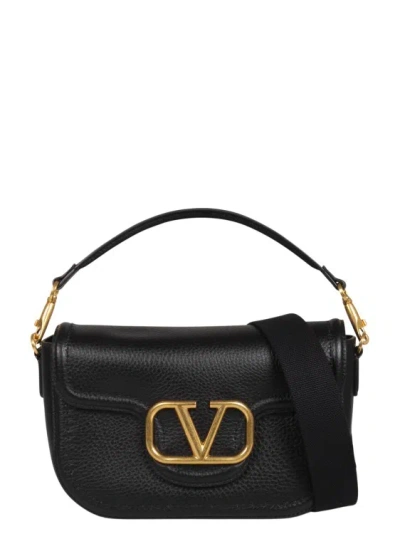 Valentino Garavani Valentino Alltime Logo Plaque Foldover Top Crossbody Bag In Black
