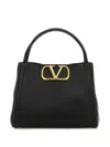 Valentino Black Leather Vlogo Handbag In Black
