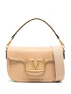 Valentino Maxi-vlogo Leather Bag In Neutrals
