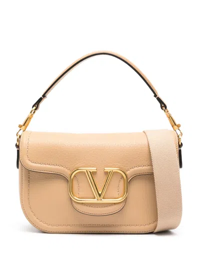 Valentino Garavani Maxi-vlogo Leather Bag In Neutrals