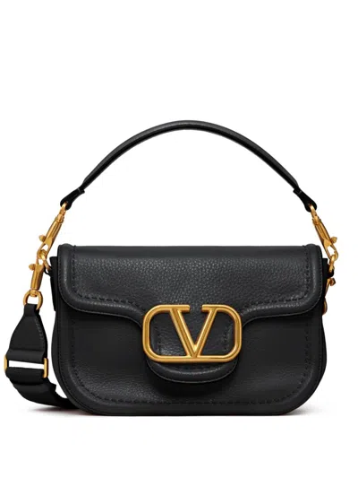 Valentino Garavani Leather Alltime Shoulder Bag In Black