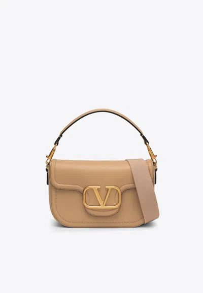 Valentino Garavani Alltime Leather Top Handle Bag In Beige