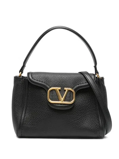 Pre-owned Valentino Garavani Alltime Logo-plaque Tote Bag In Black