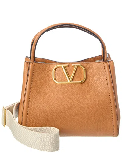 Valentino Garavani Valentino Alltime Medium Leather Tote In Brown