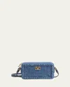 Valentino Alltime Mini Denim Camera Crossbody Bag In Denim Worker