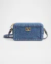 Valentino Alltime Mini Denim Camera Crossbody Bag In Denim Worker