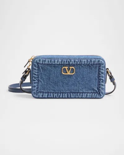 VALENTINO GARAVANI ALLTIME MINI DENIM CAMERA CROSSBODY BAG