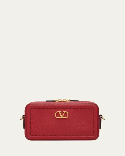 Valentino Garavani Alltime Mini Leather Camera Crossbody Bag In Red