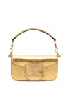 Valentino Locò Metallic Calfskin Leather Shoulder Bag In Gold