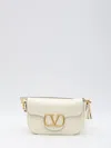 Valentino Leather Shoulder Bag With Removable Handle And Ribbon Strap In Beige
