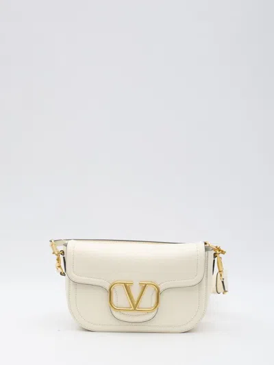 Valentino Garavani Leather Shoulder Bag With Removable Handle And Ribbon Strap In Beige