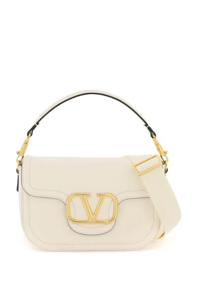 Valentino Garavani Loc Mall Shoulder Bag In Bianco