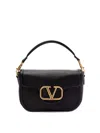 Valentino Garavani Midnight Blue Leather Alltime Shoulder Bag In Black