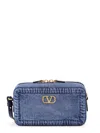 Valentino Alltime Mini Denim Camera Crossbody Bag In Blue