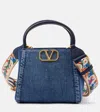 Valentino Alltime Small Denim Tote Bag In Blue