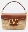Valentino Garavani  Garavani Alltime Shoulder Bag In Raffia And Grainy Calfskin With Ribbon In Multi