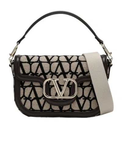 Valentino Garavani Alltime Toile Iconographe Shoulder Bag In Black