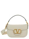 Valentino Alltime White Shoulder Bag With Vlogo Detail In Smooth Leather Woman In White