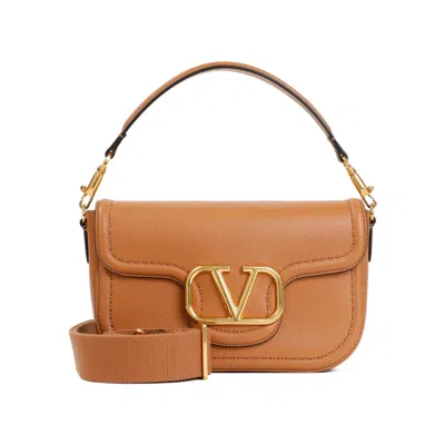 Valentino Garavani Valentino Almond Beige Shoulder Bag With Magnetic Flap And Signature V Logo