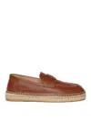 Valentino Garavani Caramel Leather Vlogo Espadrilles In Brown