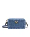 Valentino Alltime Mini Denim Camera Crossbody Bag In Blue