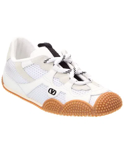 Valentino Garavani Amphibia Sneaker In Rubberised Calfskin And Split Leather Woman White 41