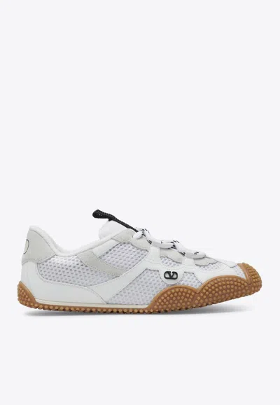 Valentino Garavani Amphibia Sneaker In Rubberised Calfskin And Split Leather Woman White 41