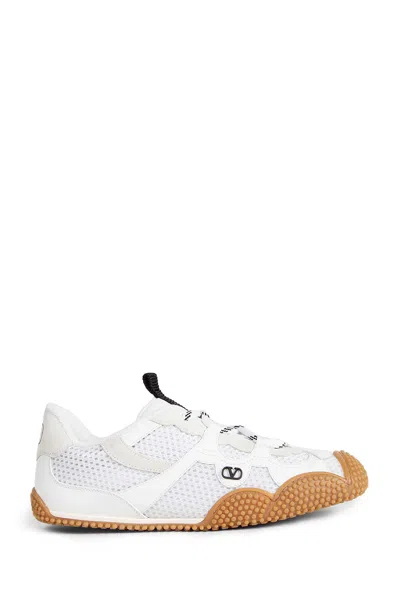 Valentino Garavani Amphibia Sneaker In Rubberised Calfskin And Split Leather Woman White 41