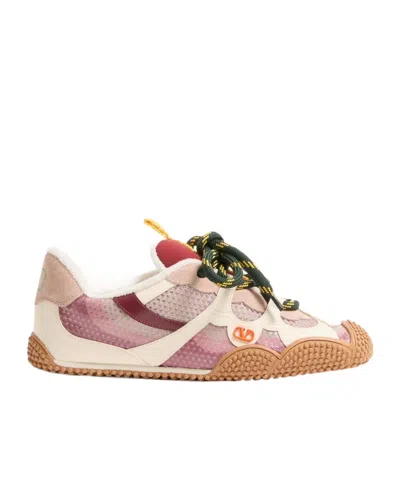 Valentino Garavani Amphibia Trainer In Rubberised Calfskin And Calfskin In Purple