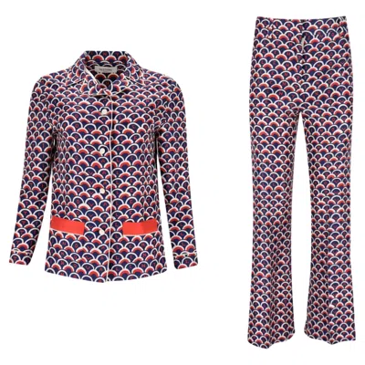 Pre-owned Valentino & Silk Motif Printed Matching Shirt & Trousers In Black
