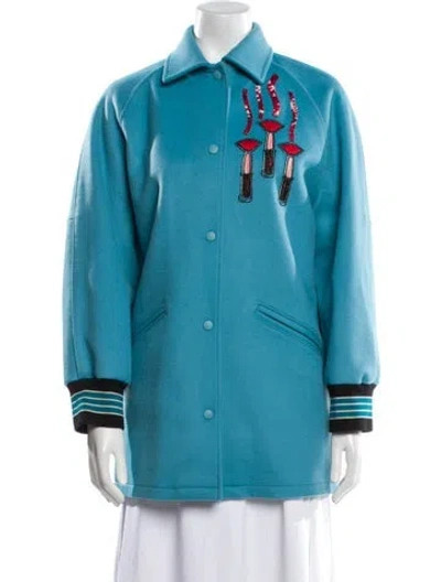 Pre-owned Valentino Angora Jacket In Blue
