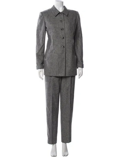 Pre-owned Valentino Angora Striped Pantsuit In Grey