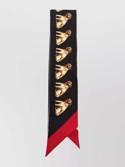 Valentino Animal Motif Rectangular Scarf With Contrast Border