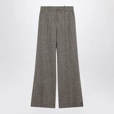 VALENTINO VALENTINO IVORY/BROWN PATTERNED WOOL TROUSERS
