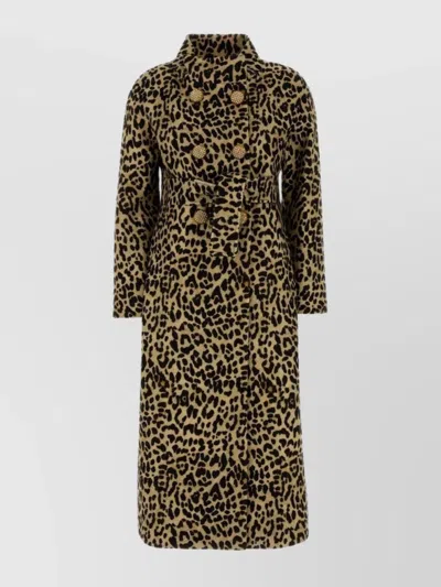 VALENTINO ANIMAL PRINT BELTED WOOL COAT