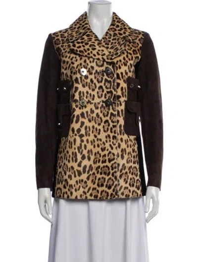 Pre-owned Valentino Animal Print Blazer In Brown