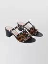 Valentino Animal Print Block Heel Open Toe Sandals In Multi