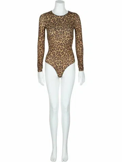 Pre-owned Valentino Animal Print Bodysuit Top W/ Tags In Brown