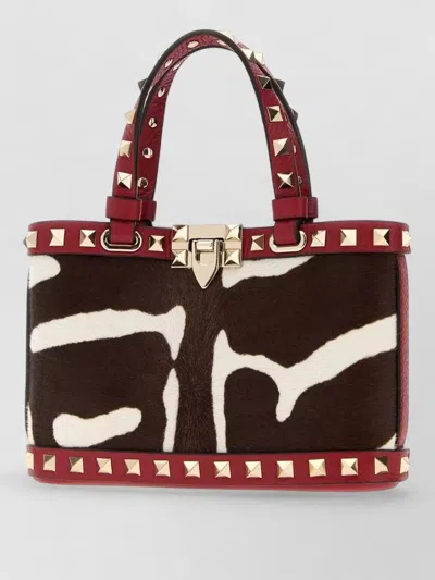 Valentino Garavani Animal Print Calf Hair Rockstud Tote Bag