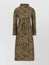 Valentino Leopard Print Double Breasted Coat With Belt In Brown