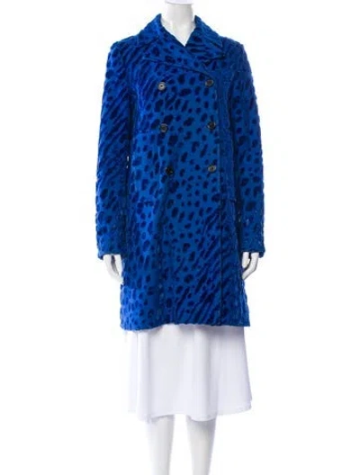 Pre-owned Valentino Animal Print Coat In Blue