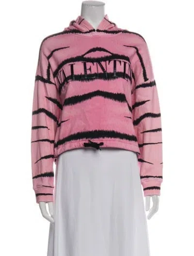 Pre-owned Valentino Animal Print Crew Neck Hoodie In Pink