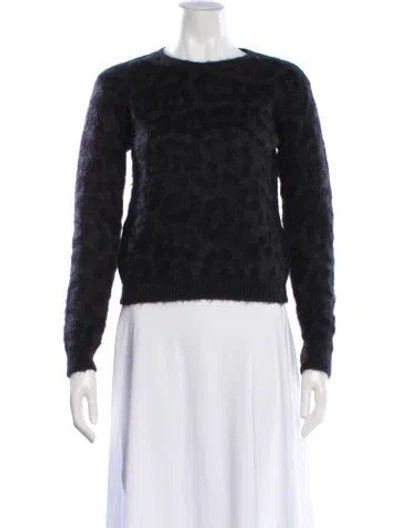 Pre-owned Valentino Animal Print Crew Neck Sweater In Black