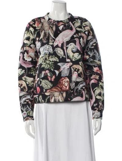 Pre-owned Valentino Animal Print Crew Neck Sweatshirt In Gray
