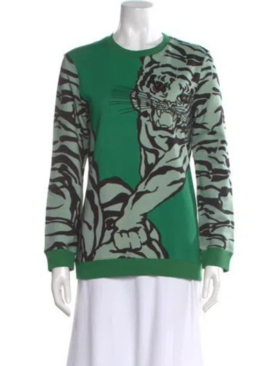 Pre-owned Valentino Animal Print Crew Neck Sweatshirt In Green